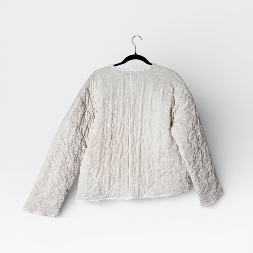 Bagatelle Quilted Jacket Lightweight cream Embroidered Edges Size Large (C) - Picture 2 of 5